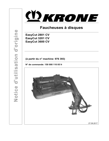 Krone BA EasyCut 2801 CV/3201 CV/3600 CV Mode d'emploi | Fixfr