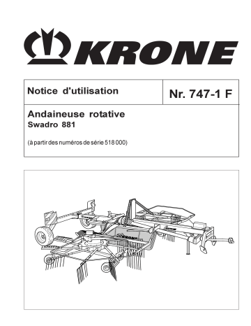 Krone Swadro 881 Mode d'emploi | Fixfr