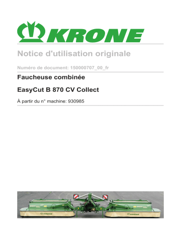 Krone EasyCut B 870 CV Collect Mode d'emploi | Fixfr