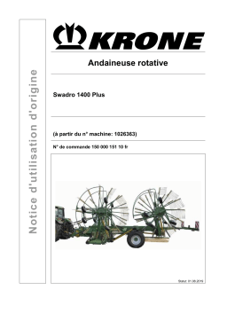 Krone BA Swadro 1400 Plus Mode d'emploi