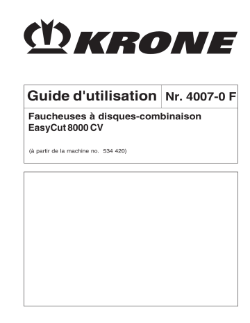 Krone EasyCut 8000 CV Mode d'emploi | Fixfr