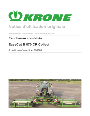 Krone EasyCut B 870 CR Collect Mode d'emploi | Fixfr