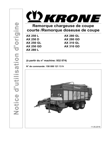 Krone AX 250 L/GL/D/GD; AX 280 L/GL/GD; AX 310 GL/GD Mode d'emploi | Fixfr