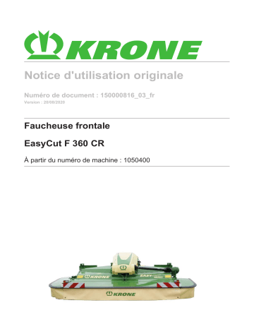 Krone BA EasyCut F 360 CR gez./ges. Mode d'emploi | Fixfr