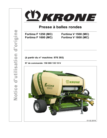 Krone BA Fortima F1250 / F1600 / V1500 / V1800 Mode d'emploi | Fixfr