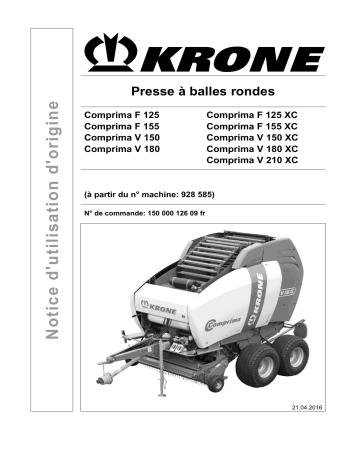 Krone Comprima F 125 (XC); Comprima F 155 (XC); Comprima V 150 (XC); Comprima V 180 (XC); Comprima V 210 XC Mode d'emploi | Fixfr