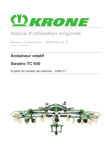 Krone BA Swadro TC 930 Mode d'emploi | Fixfr