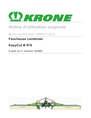 Krone EasyCut B 970 Mode d'emploi | Fixfr