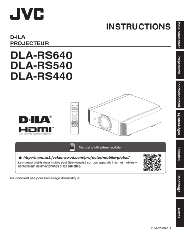 DLA-RS540 | DLA-RS440 | JVC DLA-RS640 Gamme de référence de projecteurs HDR 4K et 3D Full HD avec certification THX® 3D Manuel utilisateur | Fixfr