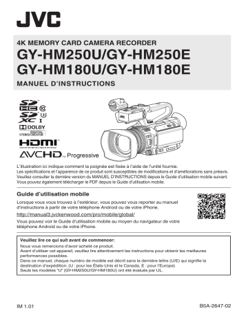 GY-HM180E | JVC GY-HM250E Compact live streaming 4K camcorder Mode d'emploi | Fixfr