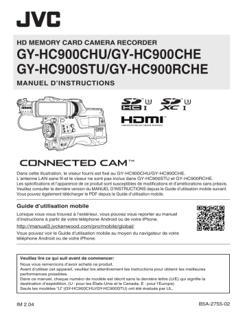 GY-HC900RCHE | JVC GY-HC900CHE Caméscope ENG HD de live streaming d'épaule / de studio (sans objectif) Mode d'emploi | Fixfr