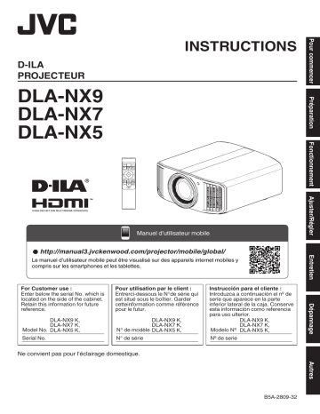 JVC DLA-NX9B Projecteur D-ILA Manuel utilisateur | Fixfr
