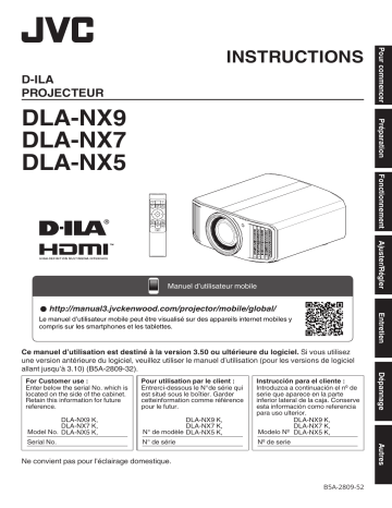 JVC DLA-NX9B Projecteur D-ILA Manuel utilisateur | Fixfr