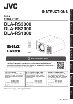 JVC DLA-RS1000 Reference Series 4K HDR and full-HD 3D projector Manuel utilisateur