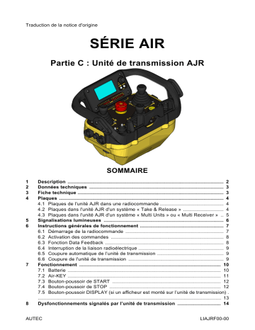 Autec s.r.l. OQA-AJRDA0BM Remotecontrol - portable unit Manuel utilisateur | Fixfr