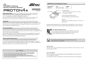 Hitec RCD IFHPROTON4E 2.4GHzRadio Control System Manuel utilisateur | Fixfr