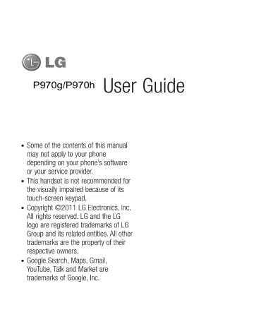 LG Electronics USA BEJP970G Cellular/PCSGSM/WCDMA/EDGE Phone Manuel utilisateur | Fixfr