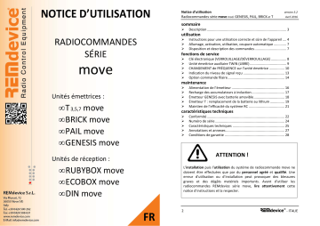 RTF-GEGM6 | RTF-BRBPM6 | REMdevice s.r.l. RTF-PABPM6 Radioremote control transmitter Manuel utilisateur | Fixfr