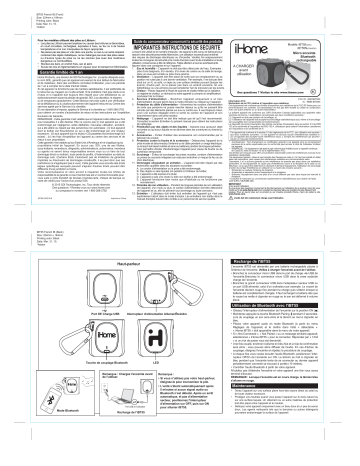 SDI Technologies EMOIBT55N BluetoothRechargeable Micro Speaker Manuel utilisateur | Fixfr