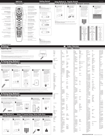 Universal Electronics MG3-2125BC1 ChampionPlus GP565 RF4CE Remote 2015 Manuel utilisateur | Fixfr