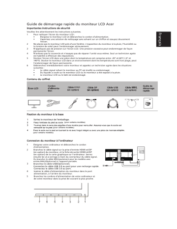 Acer B346CK Monitor Guide de démarrage rapide | Fixfr