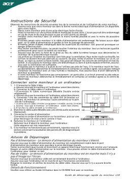 Acer A221HQL Monitor Guide de démarrage rapide