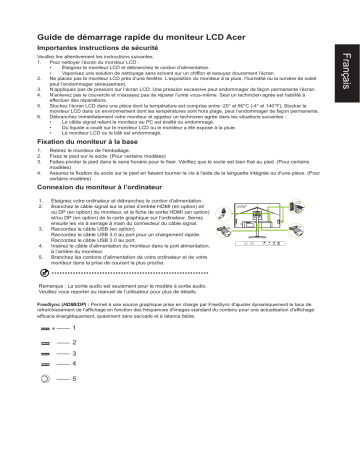 Acer XF272U Monitor Guide de démarrage rapide | Fixfr
