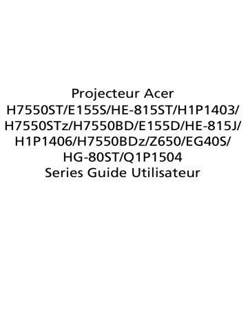 Acer H7550BDz Projector Manuel utilisateur | Fixfr