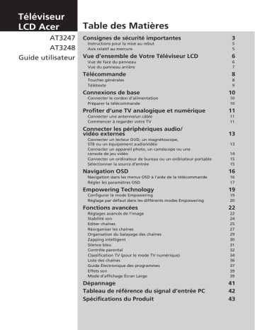 AT3248 | Acer AT3247 Acer TV Manuel utilisateur | Fixfr