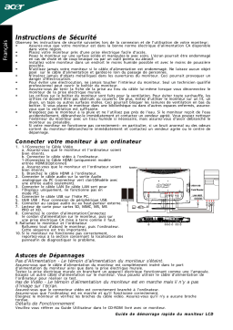 Acer DX241H Monitor Guide de démarrage rapide