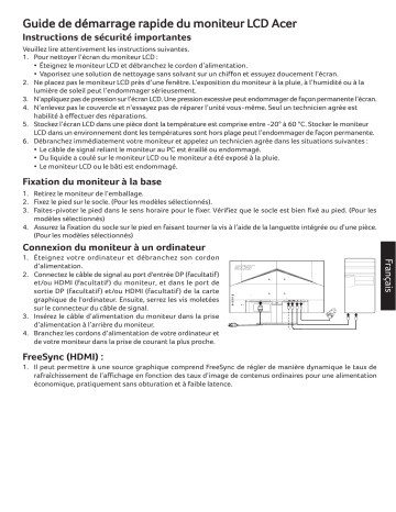 Acer KA272U Monitor Guide de démarrage rapide | Fixfr