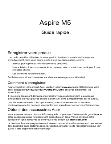 Acer Aspire M5-481TG Ultra-thin Guide de démarrage rapide | Fixfr