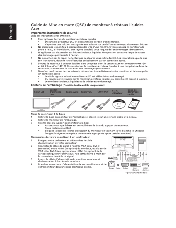 Acer D240H Monitor Guide de démarrage rapide | Fixfr