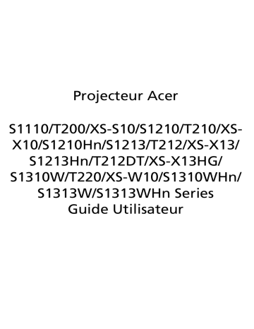 Acer S1213Hn Projector Manuel utilisateur | Fixfr