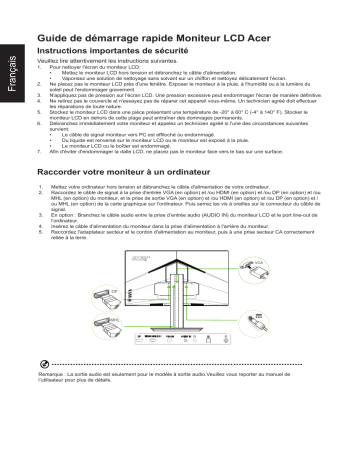 Acer CZ320Q Monitor Guide de démarrage rapide | Fixfr