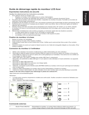 Acer B248Y Monitor Guide de démarrage rapide | Fixfr