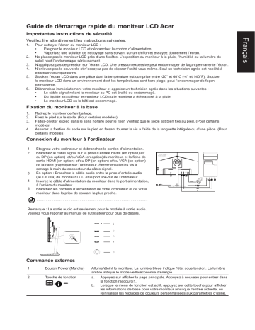 CB272 | Acer CB242Y Monitor Guide de démarrage rapide | Fixfr