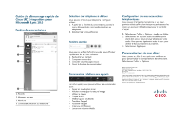 Cisco UC Integration(TM) for Microsoft Lync Mode d'emploi | Fixfr