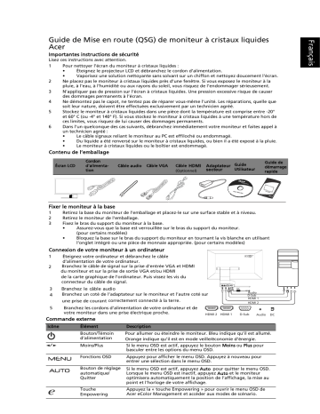Acer S243HL Monitor Guide de démarrage rapide | Fixfr