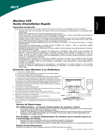 Acer G195HQ Monitor Guide de démarrage rapide | Fixfr