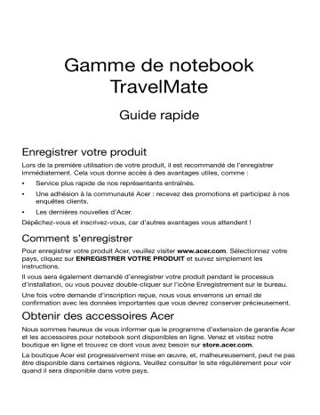 Acer TravelMate P243-MG Notebook Guide de démarrage rapide | Fixfr