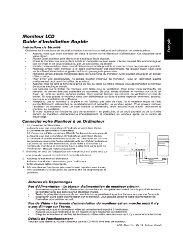 Acer V205HL Monitor Guide de démarrage rapide | Fixfr