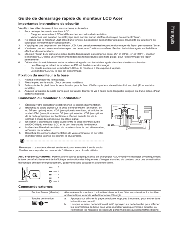 Acer CB242YD Monitor Guide de démarrage rapide | Fixfr