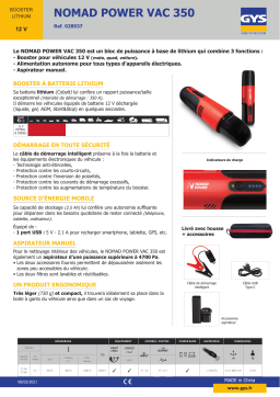 GYS BOOSTER LITHIUM NOMAD POWER VAC 350 Fiche technique