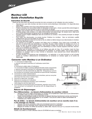 Acer X183HV Monitor Guide de démarrage rapide | Fixfr