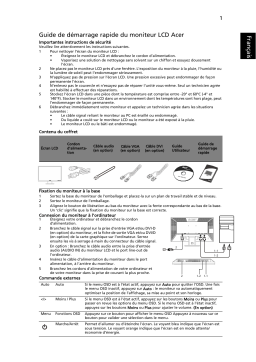 Acer V233HL Monitor Guide de démarrage rapide