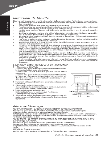 Acer G195WV Monitor Guide de démarrage rapide | Fixfr