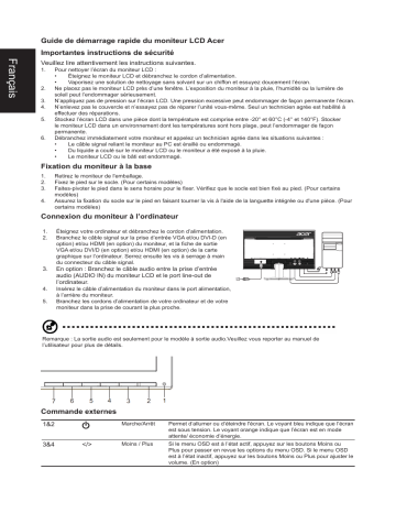 Acer KA270HD Monitor Guide de démarrage rapide | Fixfr