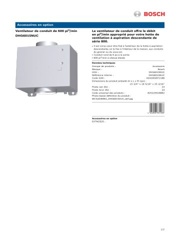 Bosch DHG6015NUC/01 Integral blower spécification | Fixfr