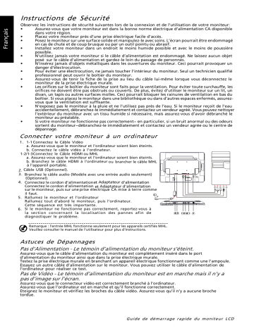 Acer FT220HQL Monitor Guide de démarrage rapide | Fixfr